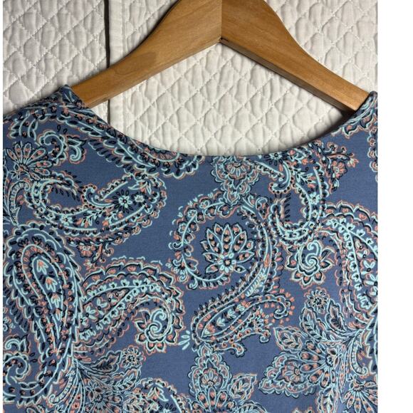 J. Jill Wearever Collection Women XL/P Blue Paisley Short Sleeve Top Business - Picture 5 of 7